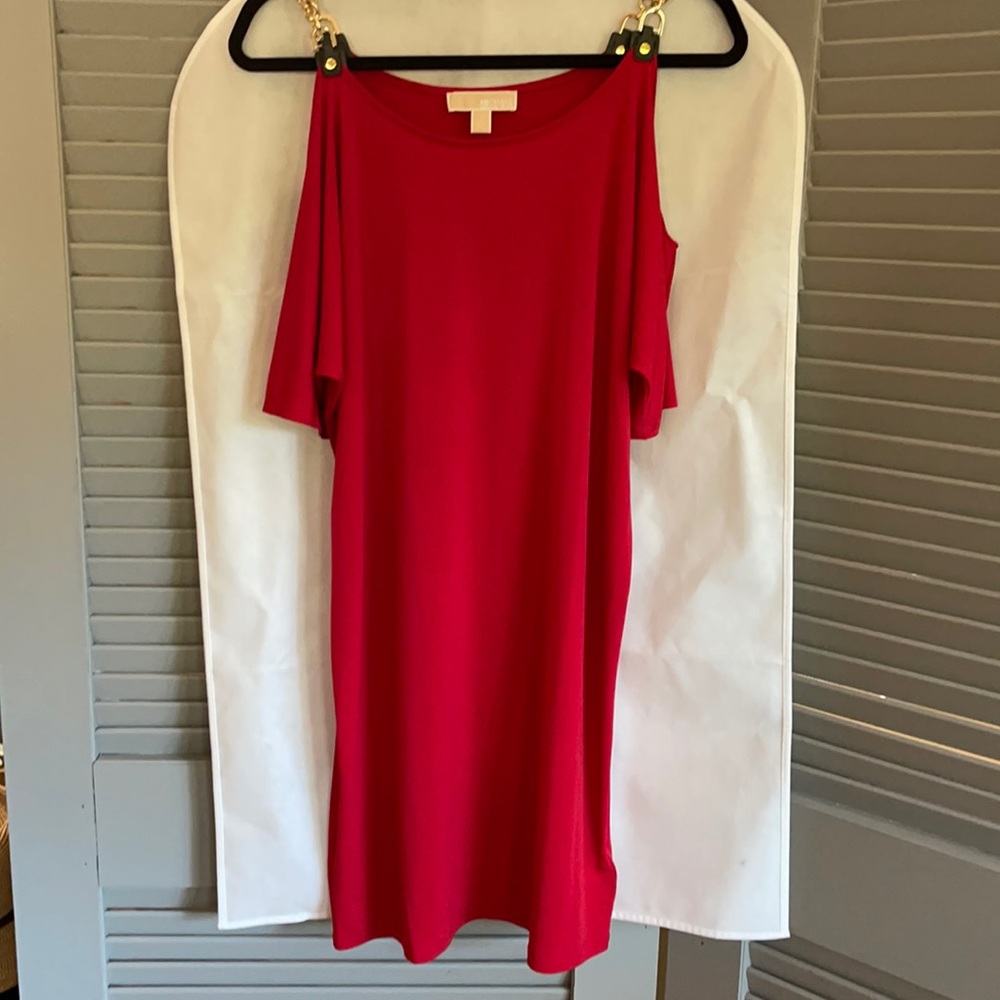 Michael Kors Red Cold Shoulder Sheath Dress
